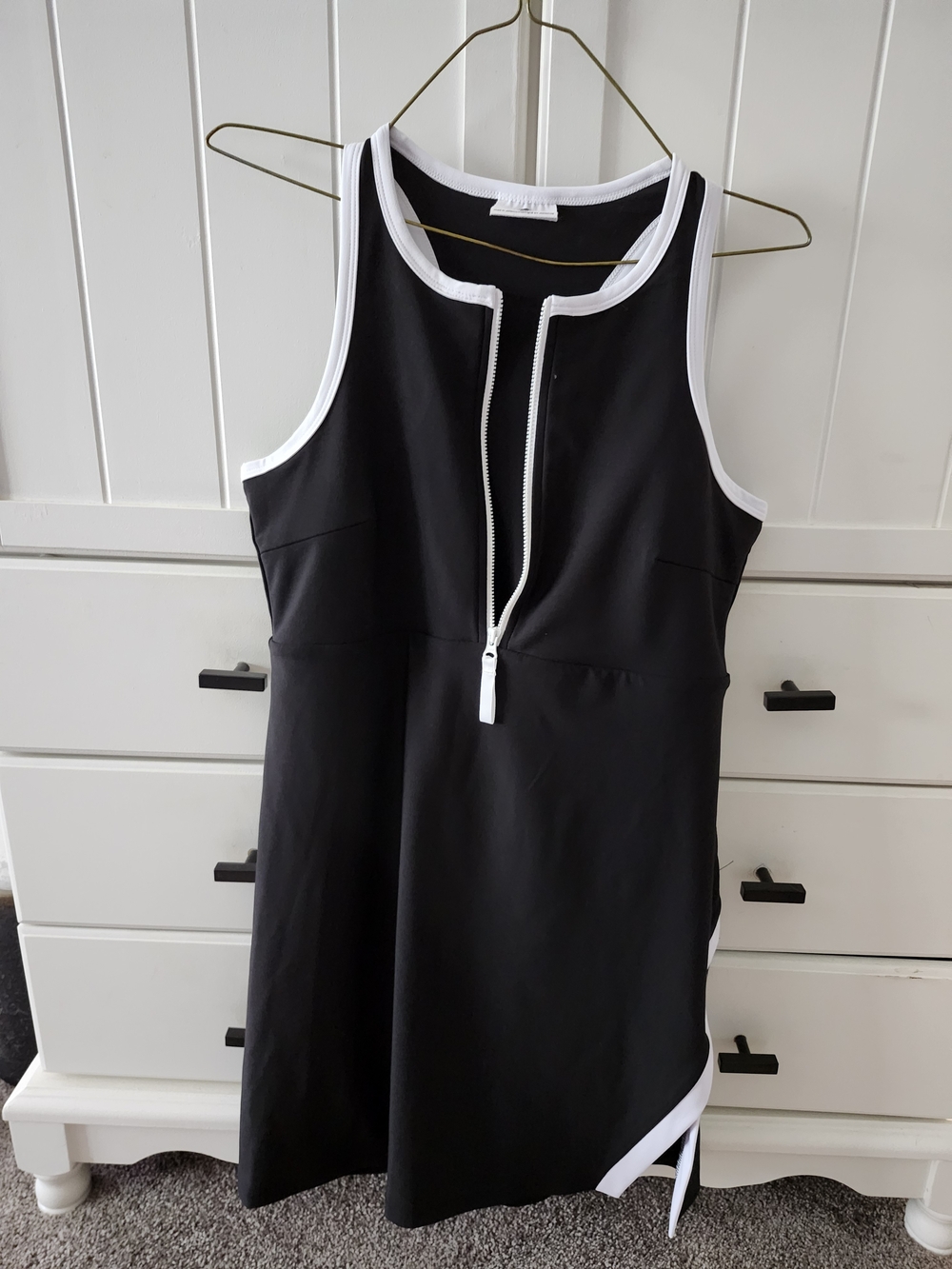 Sage Black and White Zip-Front Mini Dress Skort Sz. M